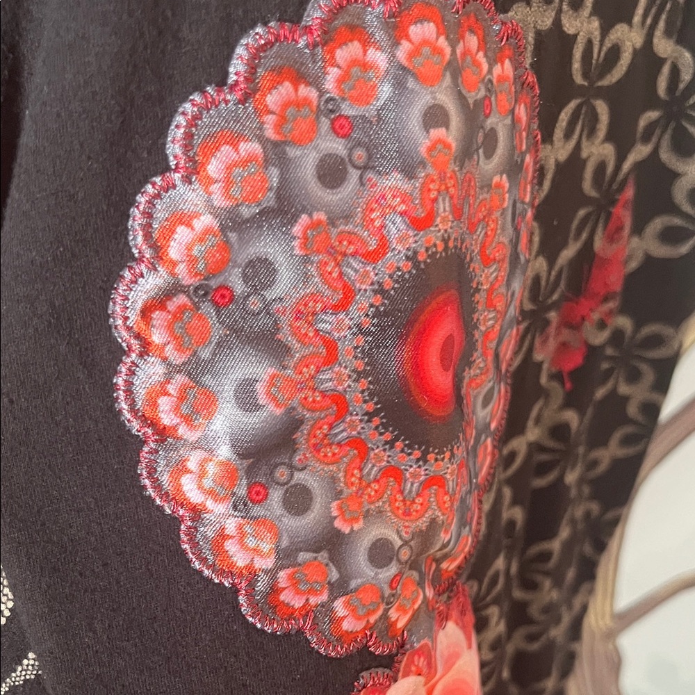 Desigual Red and Black Floral short dress, vintage, medium. - Picture 5 of 11